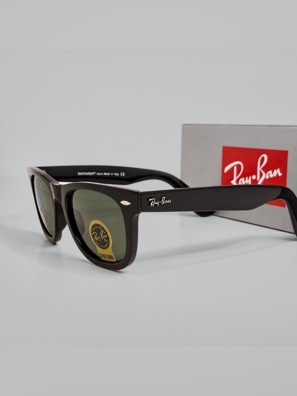 Ray-Ban RB2140 Black Wayfarer Sunglasses G-15 Green lenses
